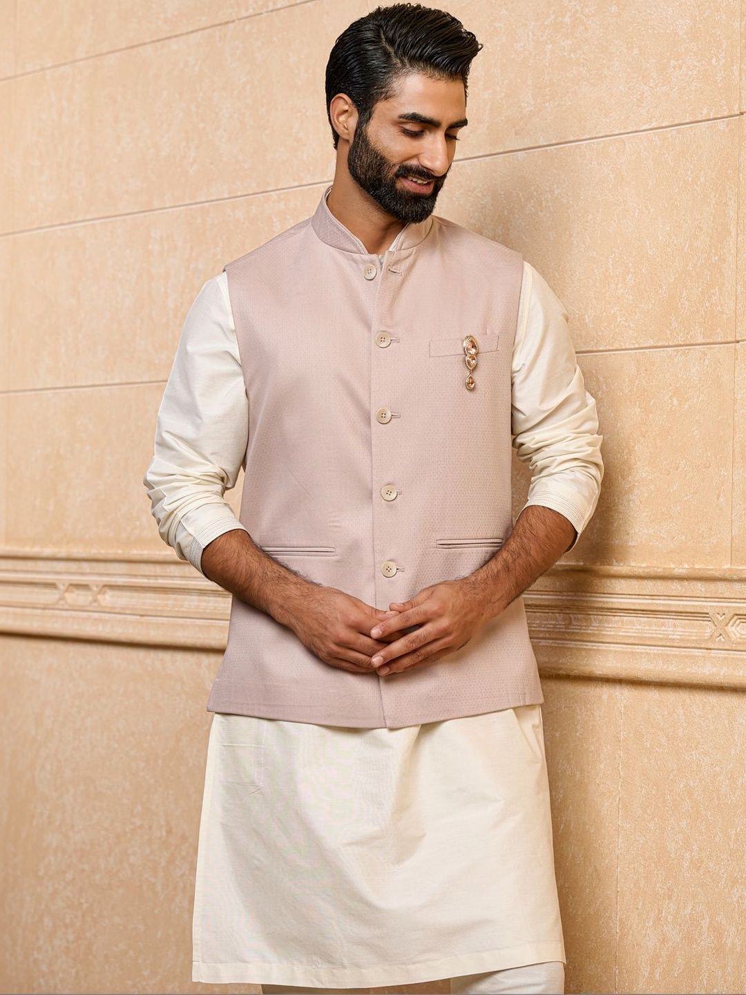 Tasva Printed Woven Mandarin Collar Nehru Jackets