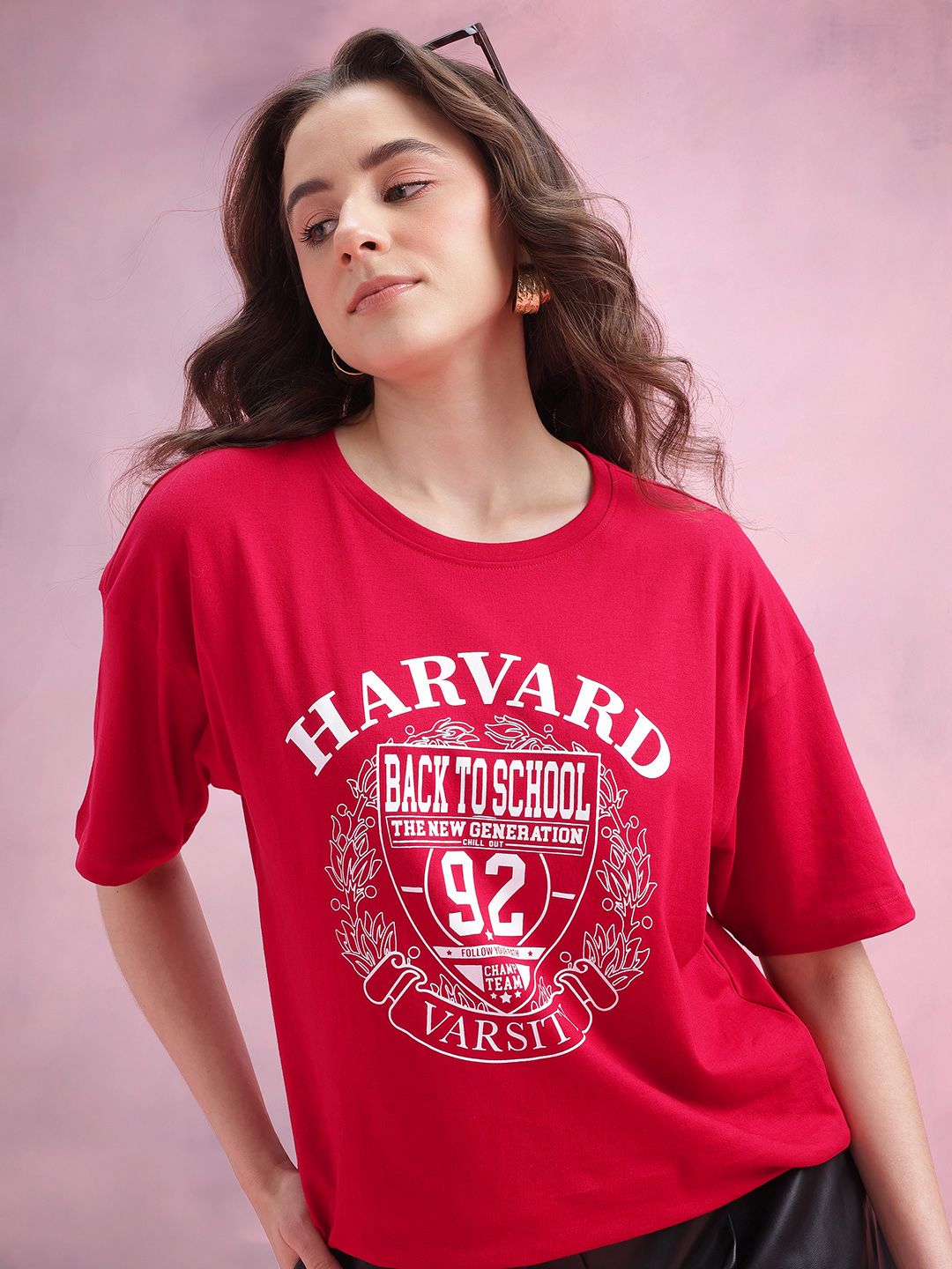 DressBerry Typography Printed Drop-Shoulder Sleeves Relaxed Fit Pure Cotton T-shirt