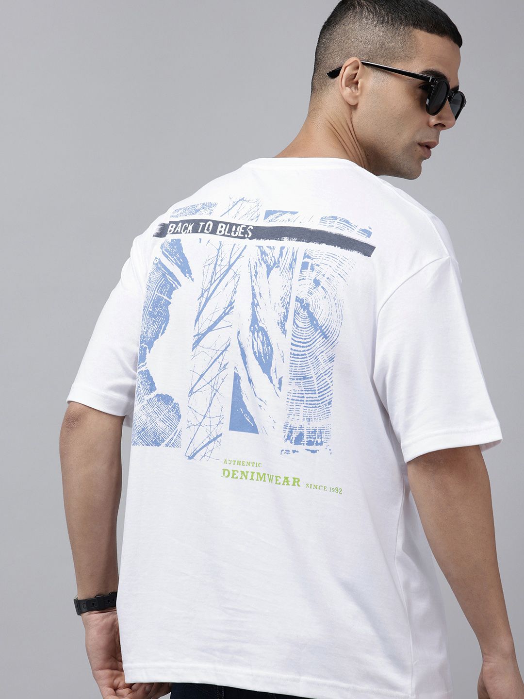 SPYKAR Graphic Printed Drop-Shoulder Sleeves Oversized Fit T-shirt