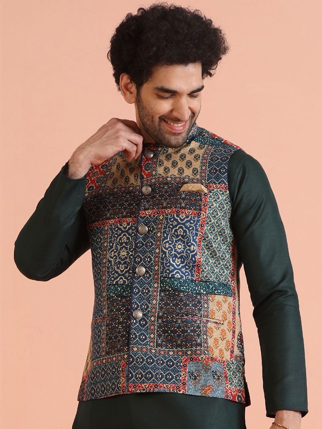 KISAH Plus Size Men Printed Jacket