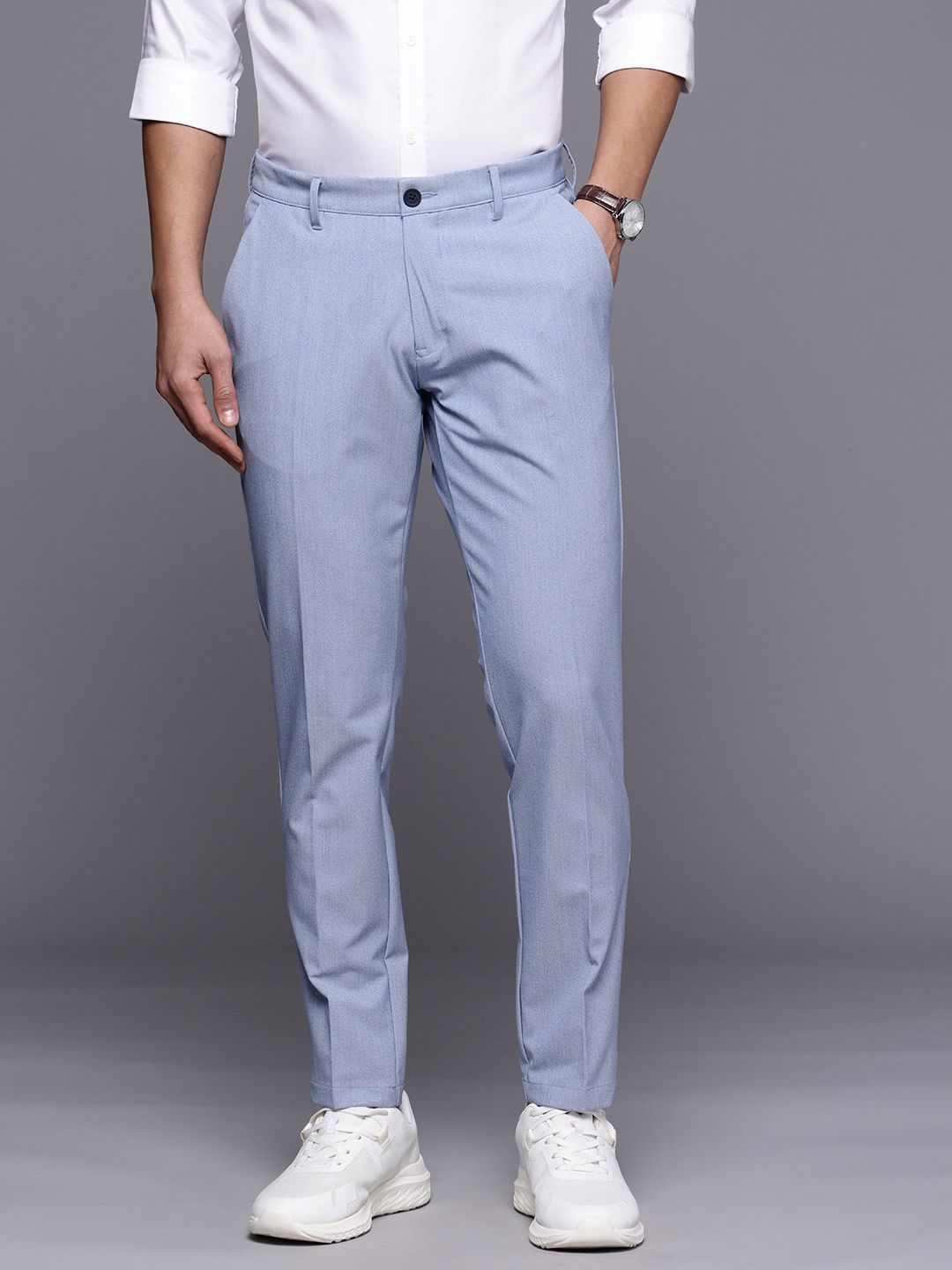 Louis Philippe Sport Men Comfort Tapered Fit Chinos Smart Casual Trousers