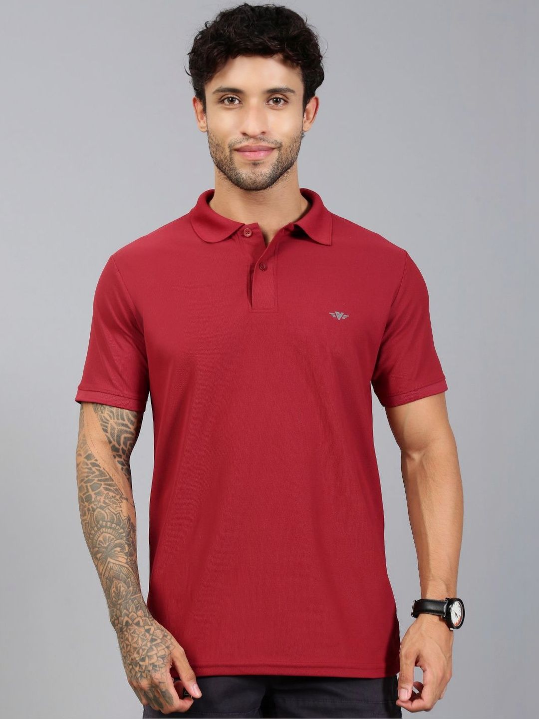 LUX VENUS Men Brand Logo Polo Collar T-shirt