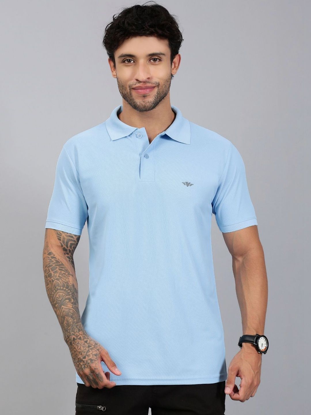LUX VENUS Men Brand Logo Polo Collar T-shirt