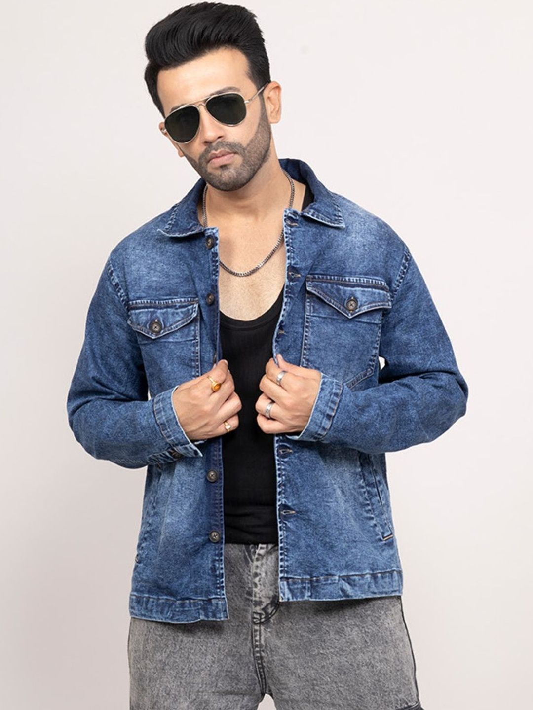 Buy LOCOMOTIVE Men Washed Denim Trucker Jacket - Jackets for Men