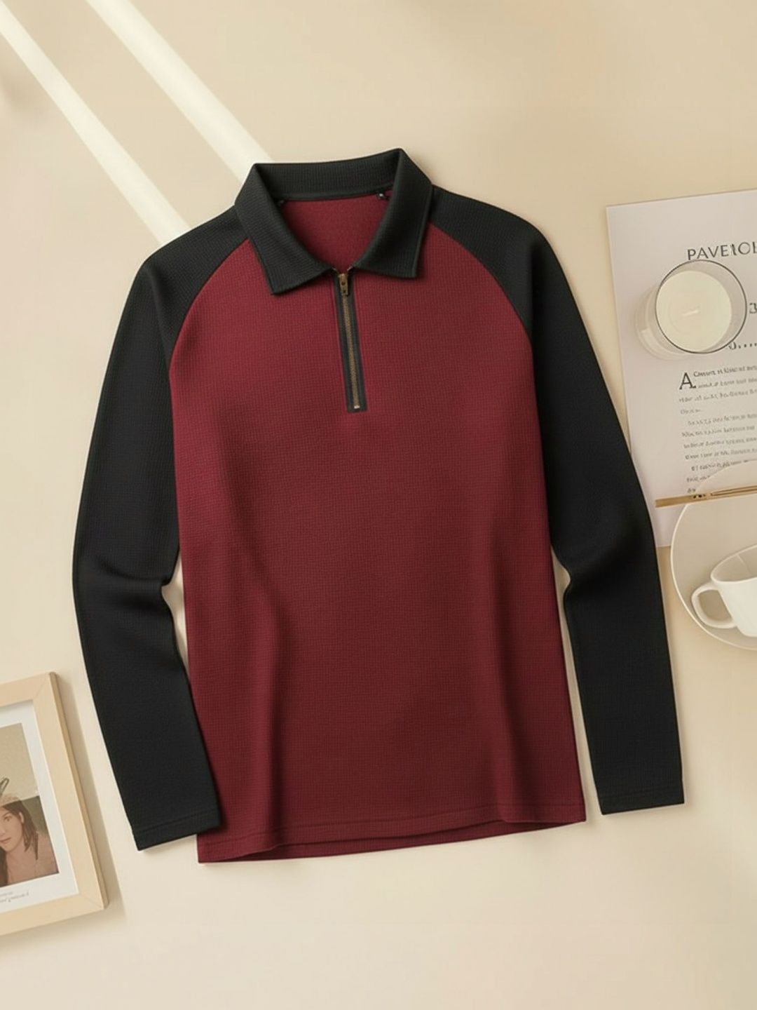 INDICLUB Men Polo Collar T-shirt