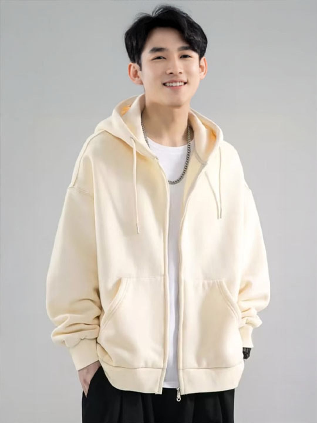 StyleCast Men Hooded Solid Bomber Jacket