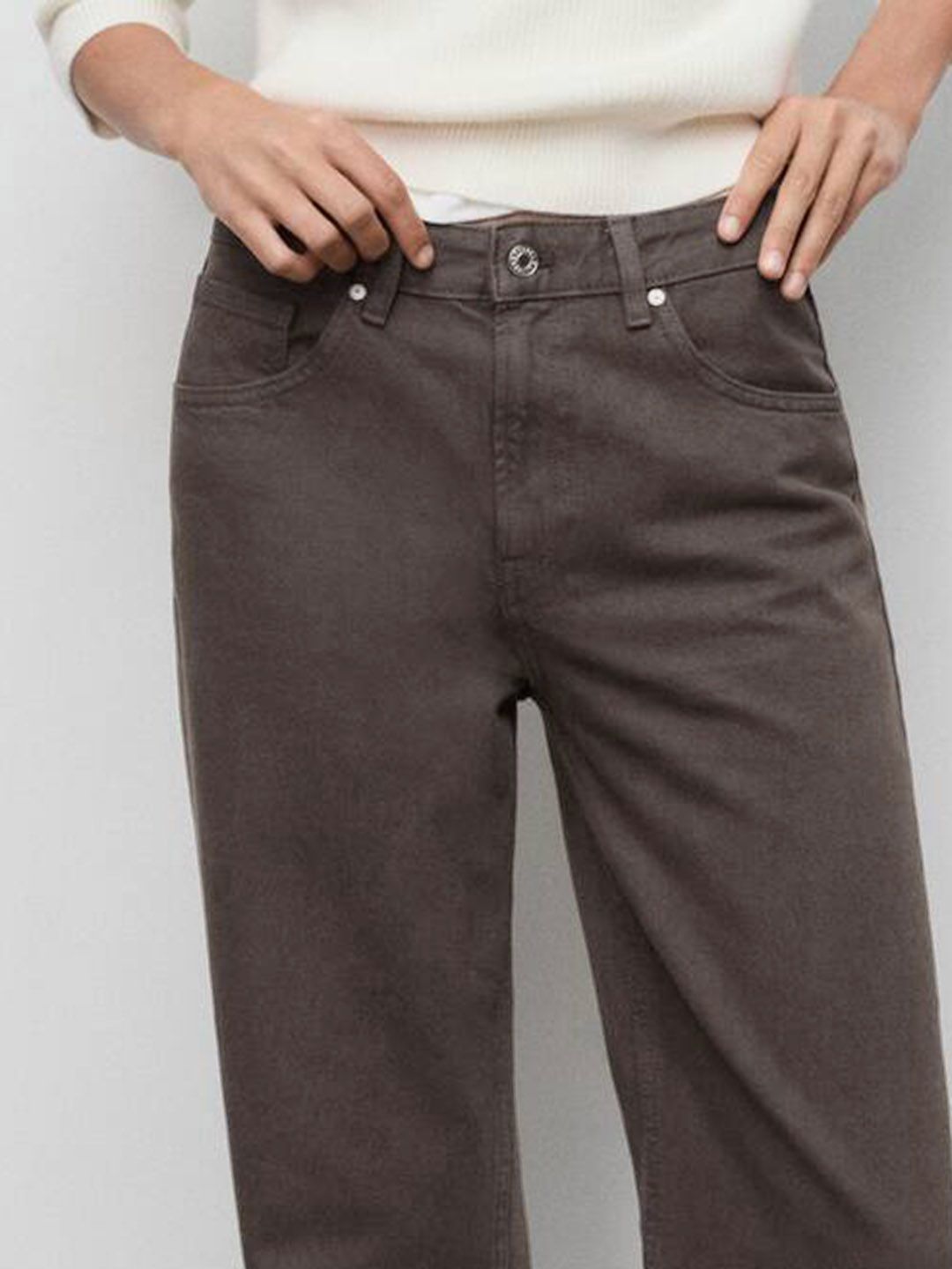 Mid-Rise Pure Cotton Straight Fit Jeans