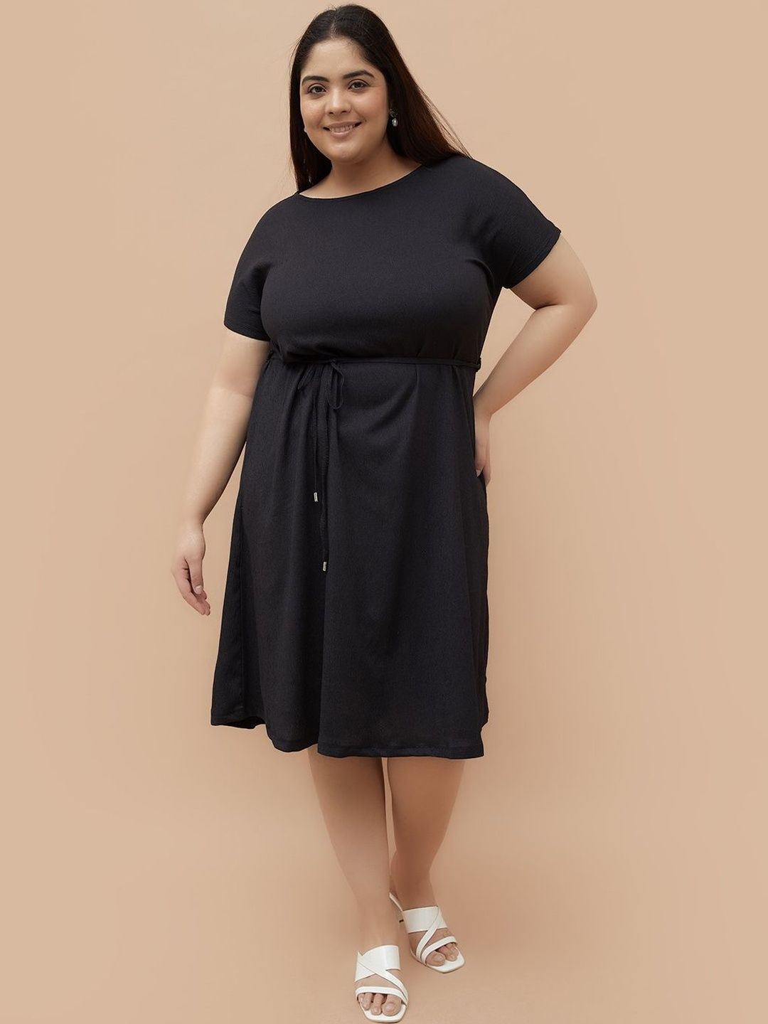chinese dress ladies Athena Black Abstract Printed Off Shoulder Sequinned A-Line Dress – Myntra  International