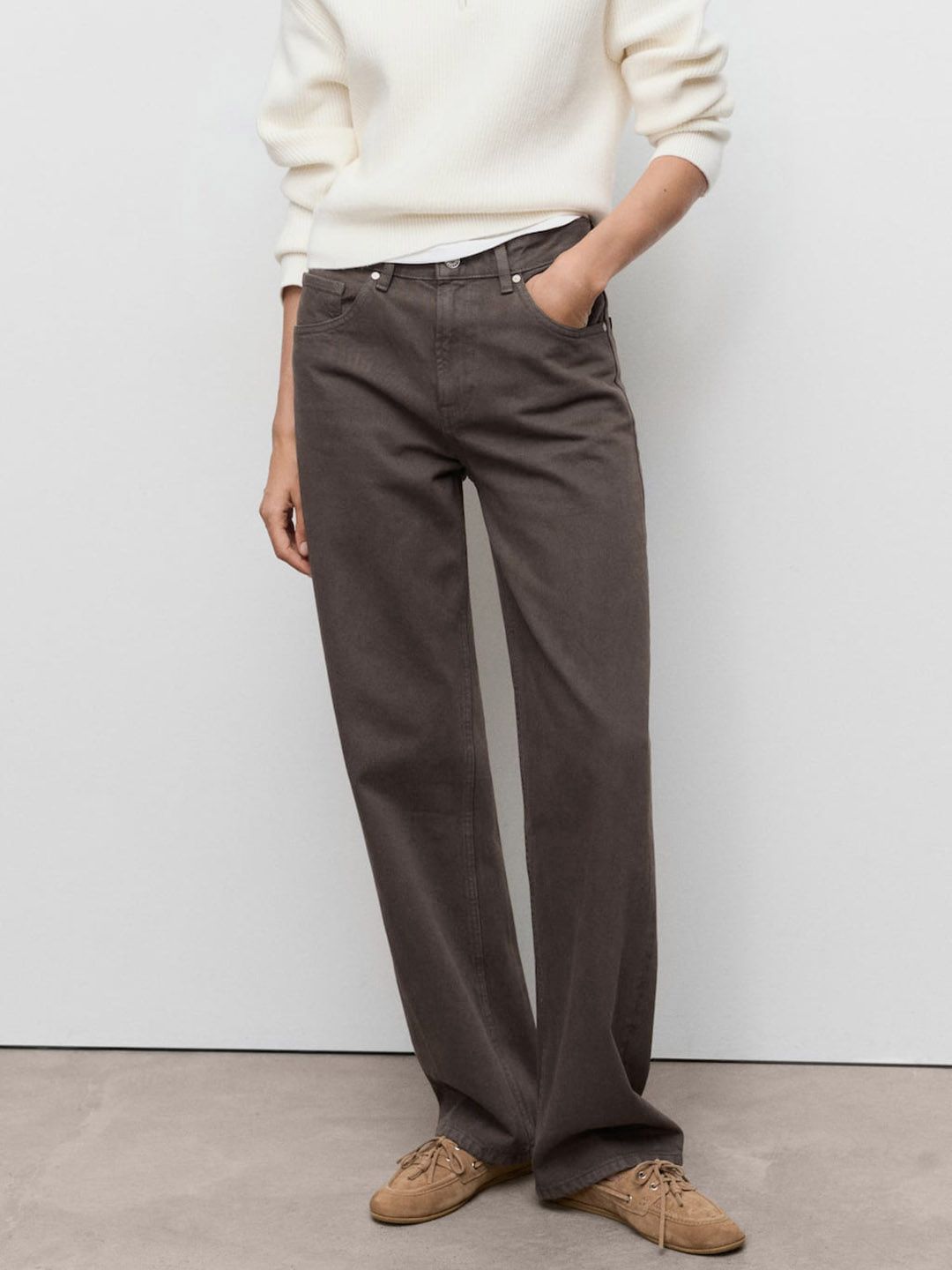 Mid-Rise Pure Cotton Straight Fit Jeans