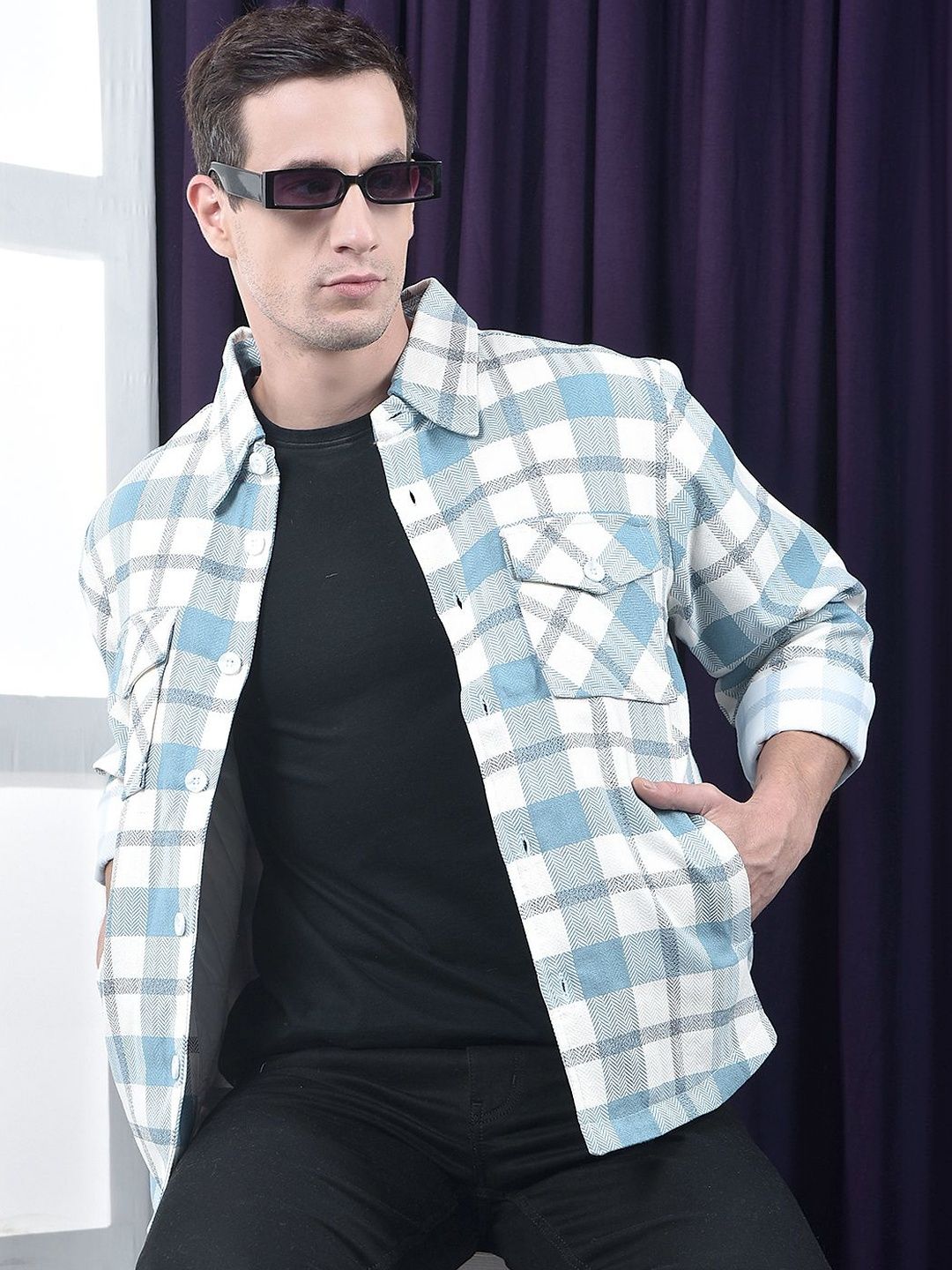 COBB Men Checked Woven Jacket