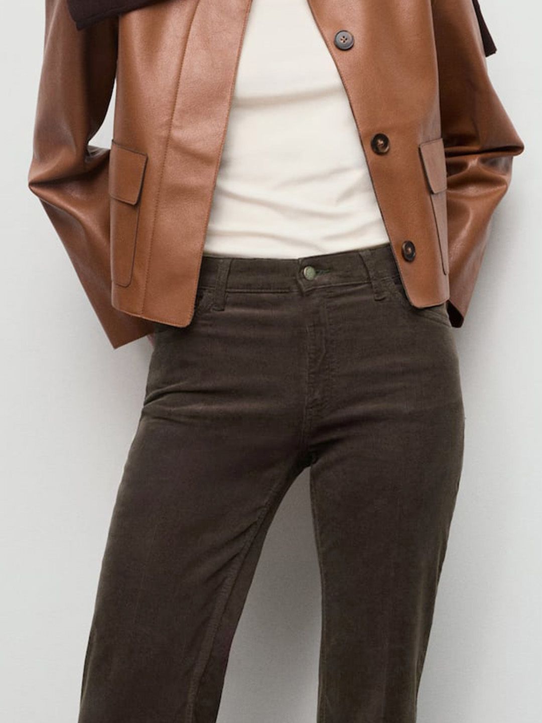 Flared Mid-Rise Stretchable Corduroy Jeans