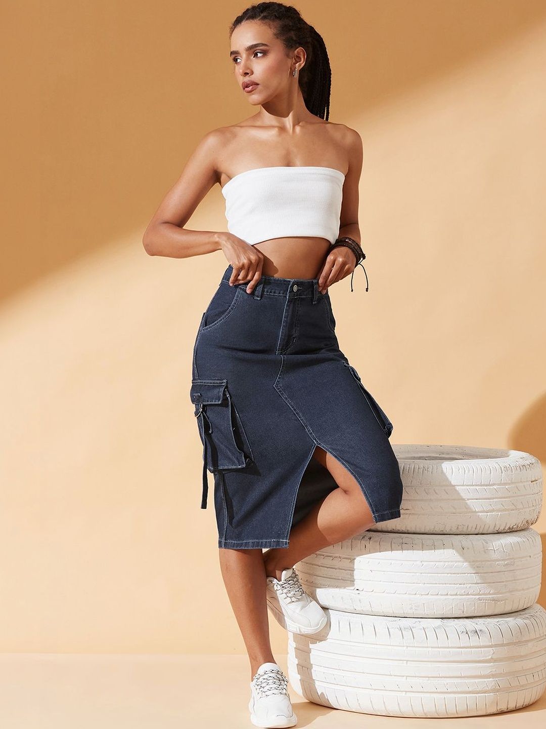 Buy The Roadster Lifestyle Co. Women Navy Blue Straight High Rise