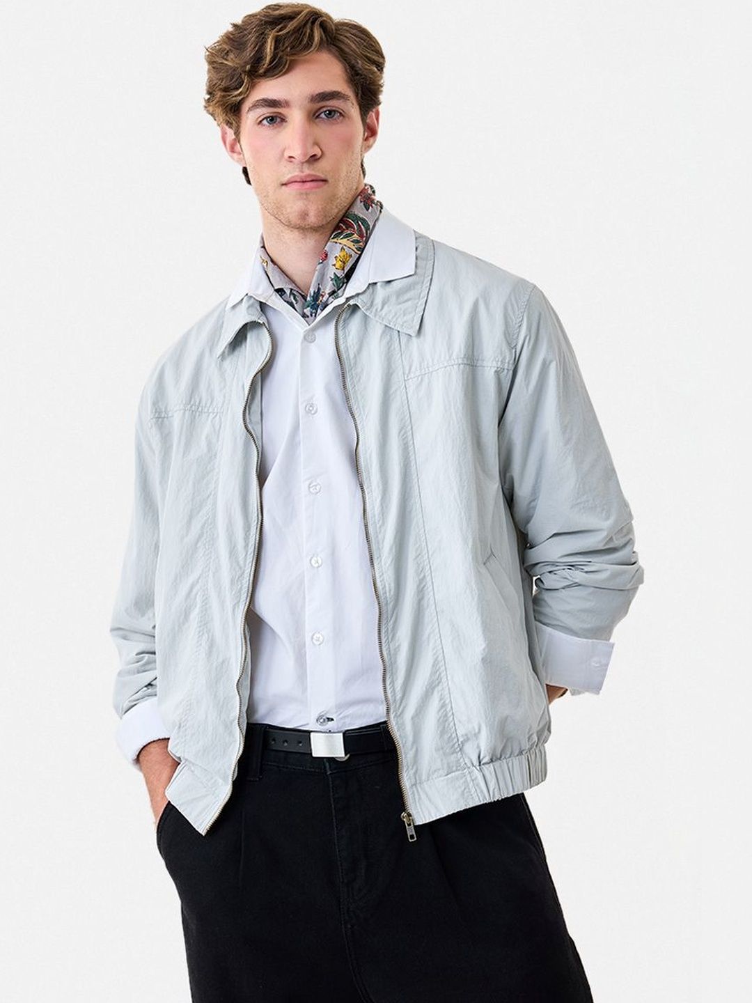 Snitch Light Grey Plain Jacket