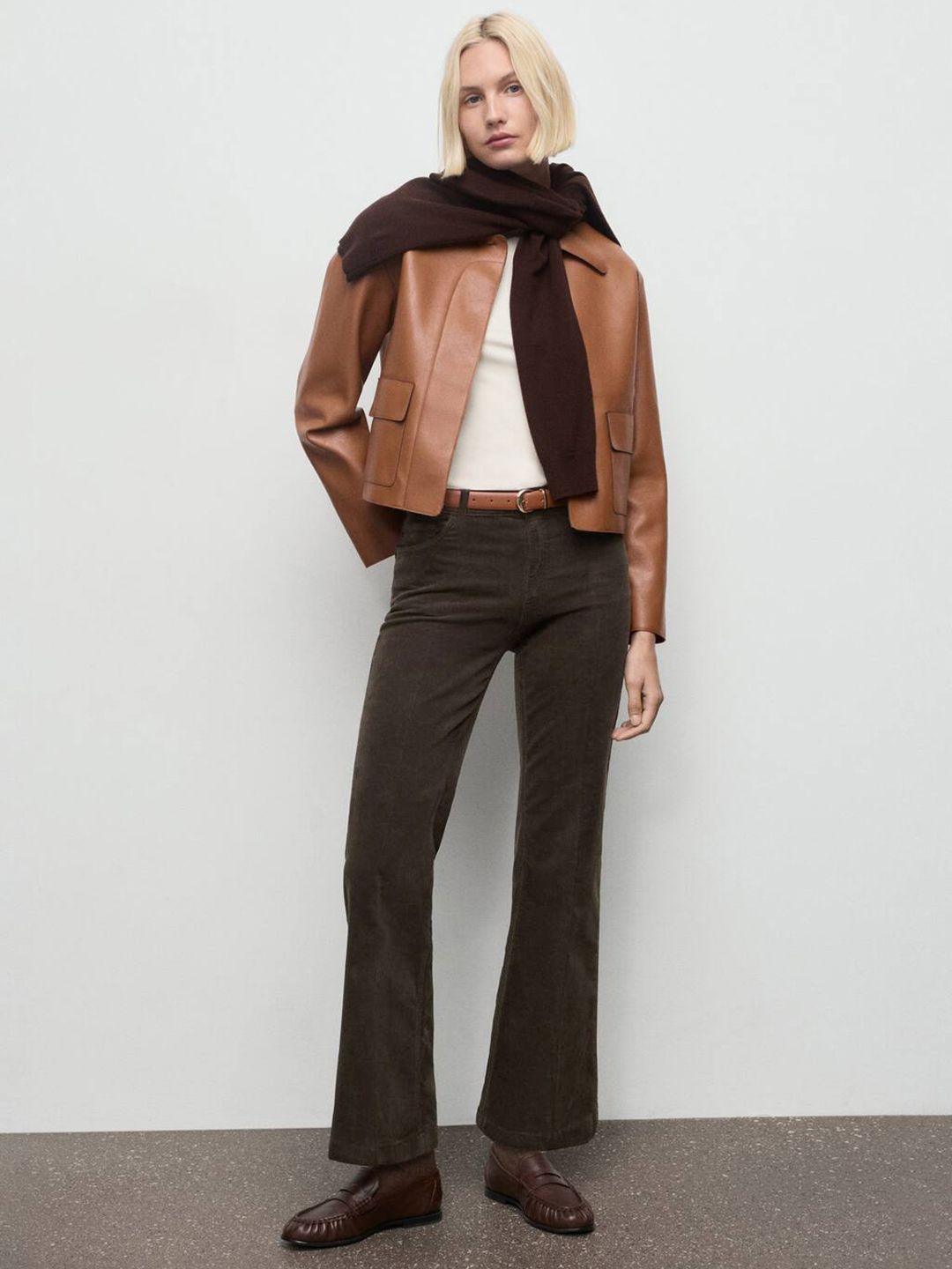 Flared Mid-Rise Stretchable Corduroy Jeans