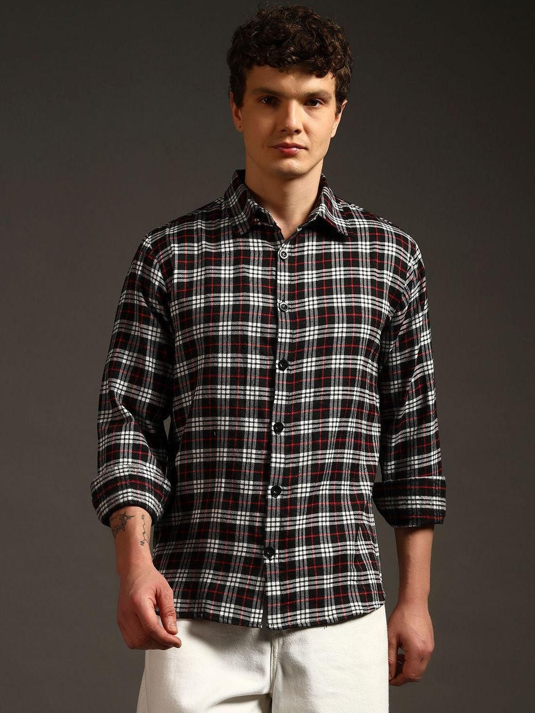 Swaggish Men Tartan Checks Checked Casual Shirt