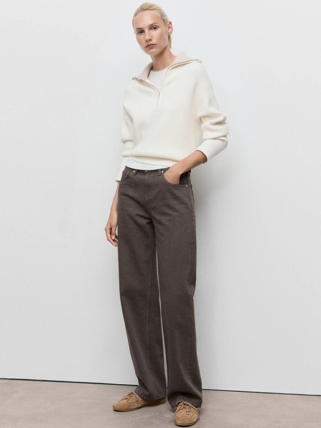 Mid-Rise Pure Cotton Straight Fit Jeans