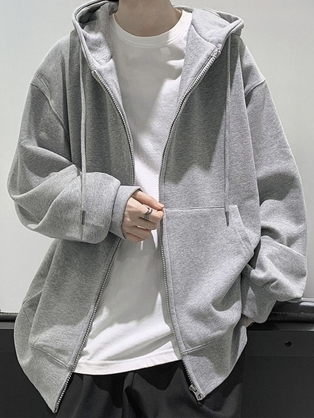 StyleCast Men Hooded Solid Bomber Jacket
