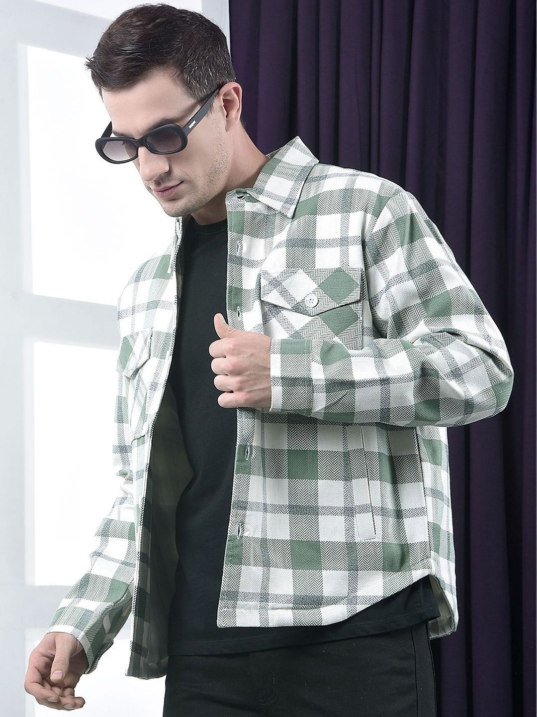 COBB Men Checked Lightweight Woven Jacket