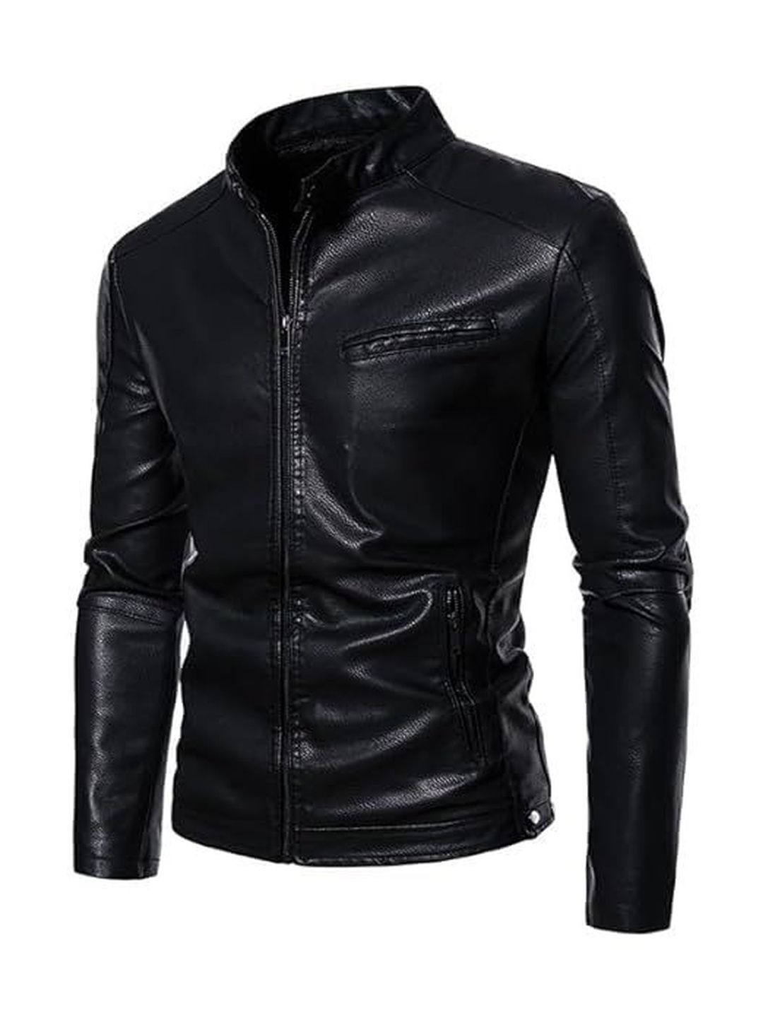 Ompraksh Fasion Mock Collar Leather Jacket