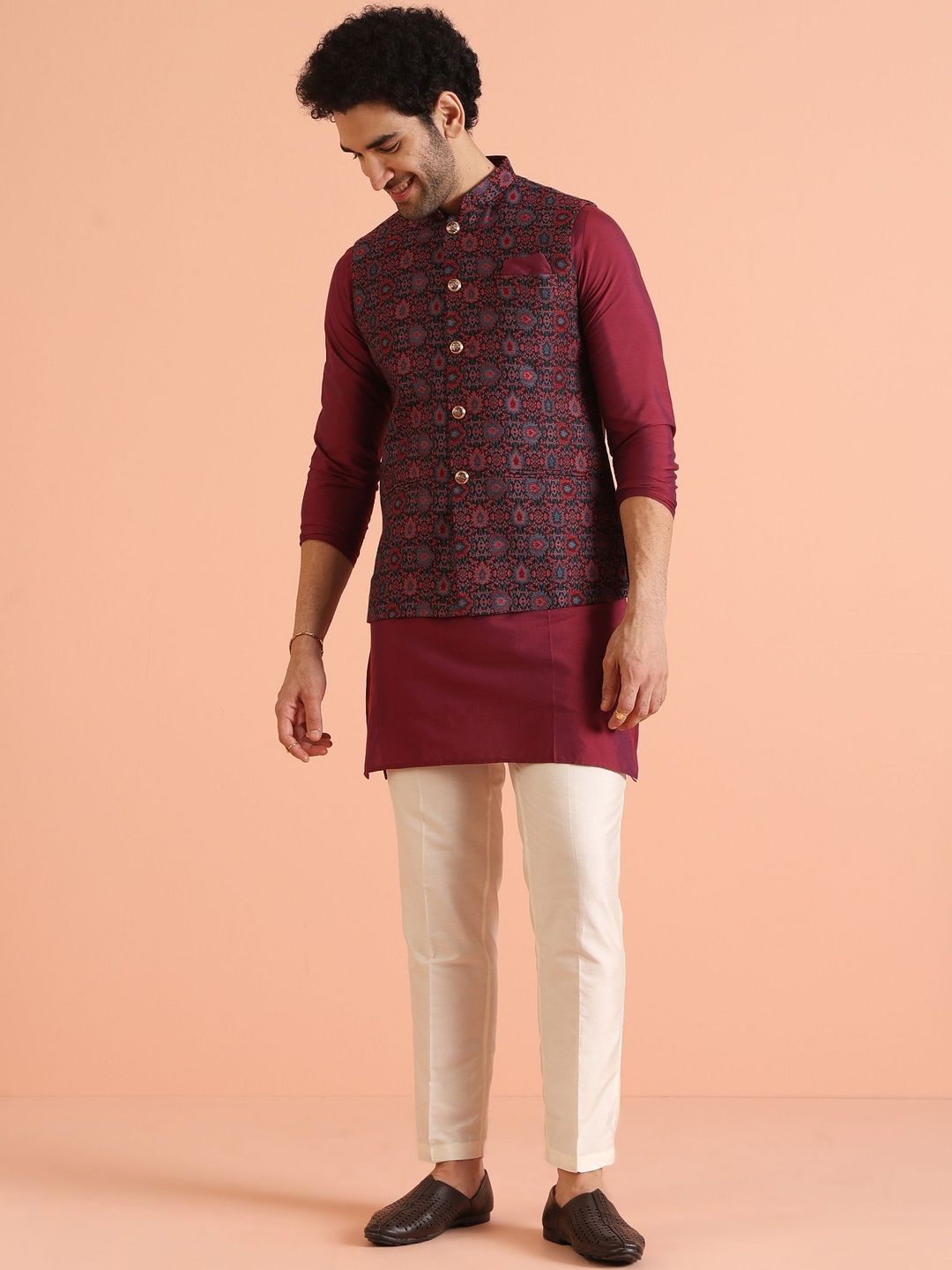 KISAH Plus Size Men Woven Design Jacket