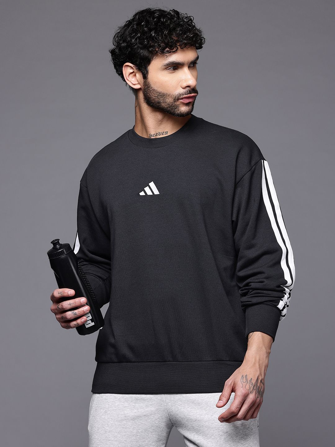 ADIDAS Brand Logo Printed Training Pullover with Side Stripes
