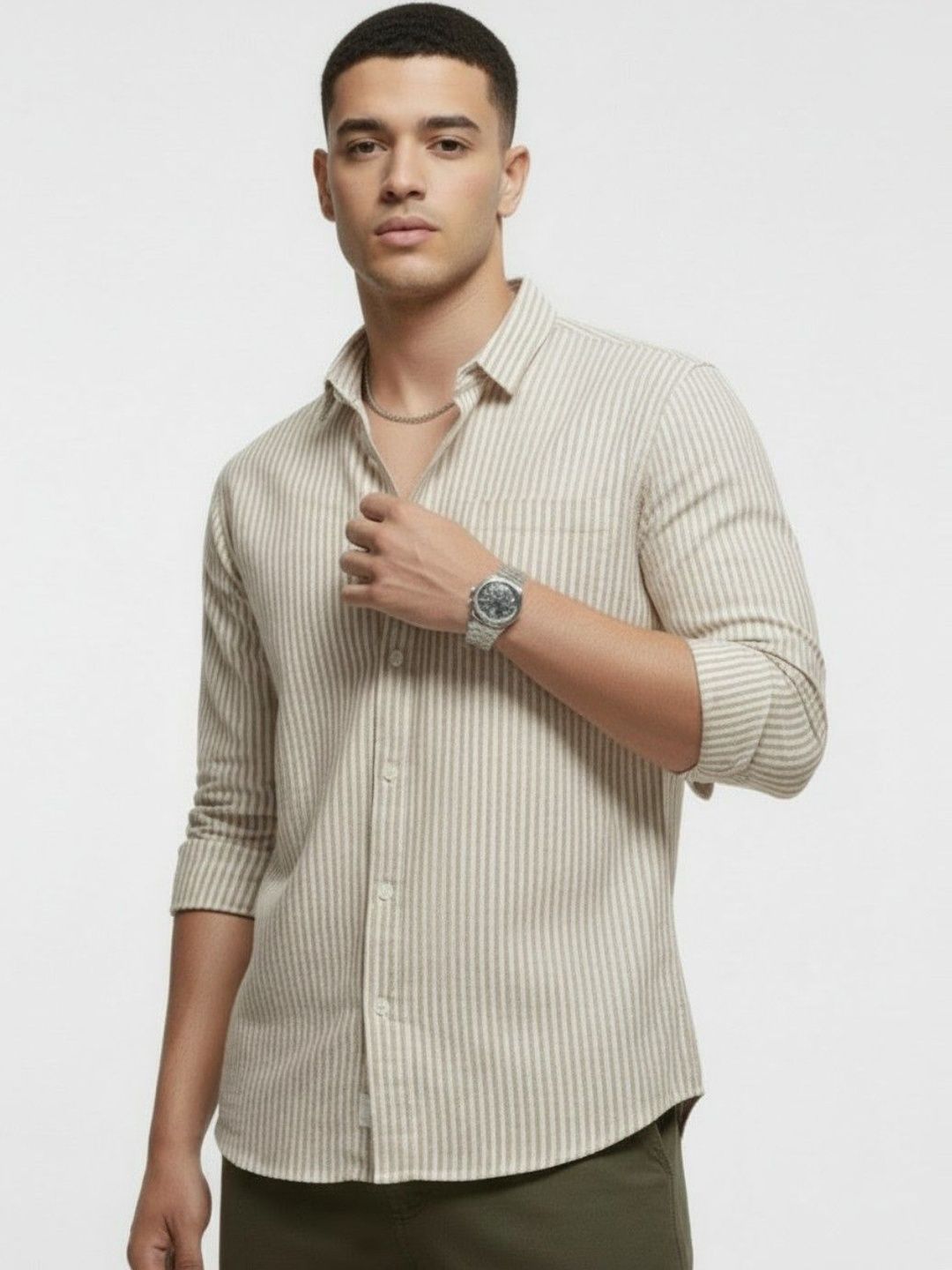 glitchez Men Classic Striped Casual Shirt