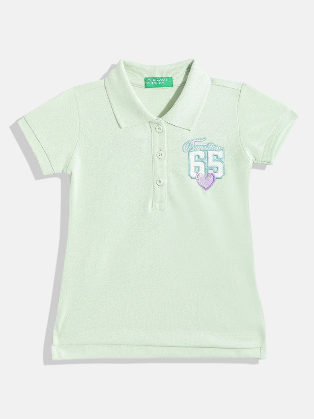 United Colors of Benetton Girls Embroidered Polo Collar T-shirt