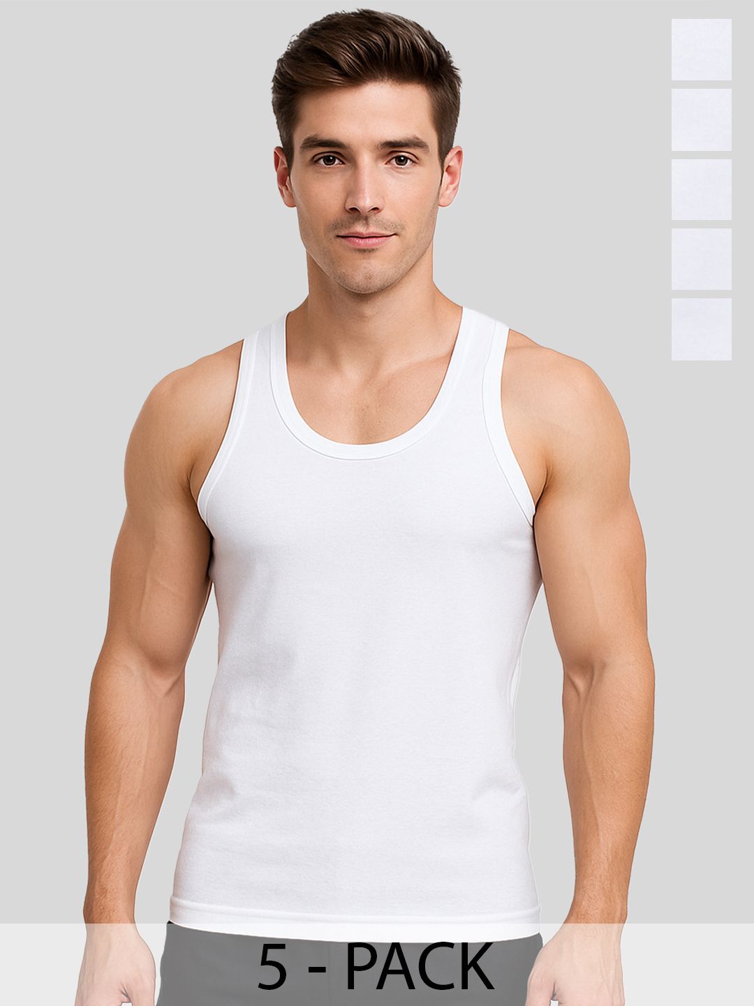 Amul Comfy Men White Pack of 5 Pure Cotton White Vest
