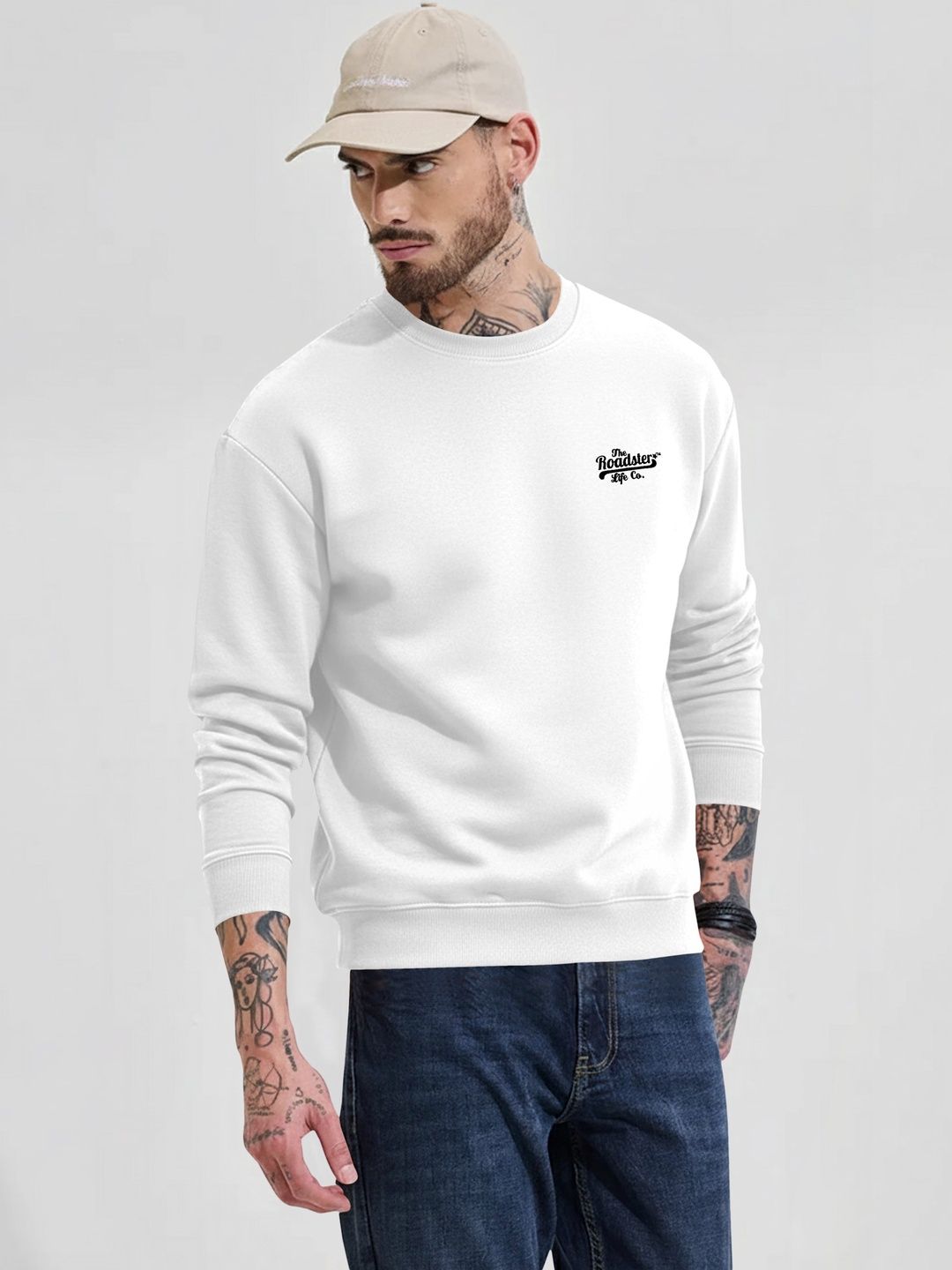 The Roadster Lifestyle Co Pure Cotton Round Neck Sweatshirt