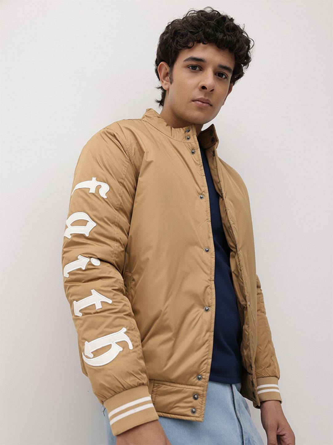 The Roadster Life Co. Typography Patchwork Detail Bomber Jacket