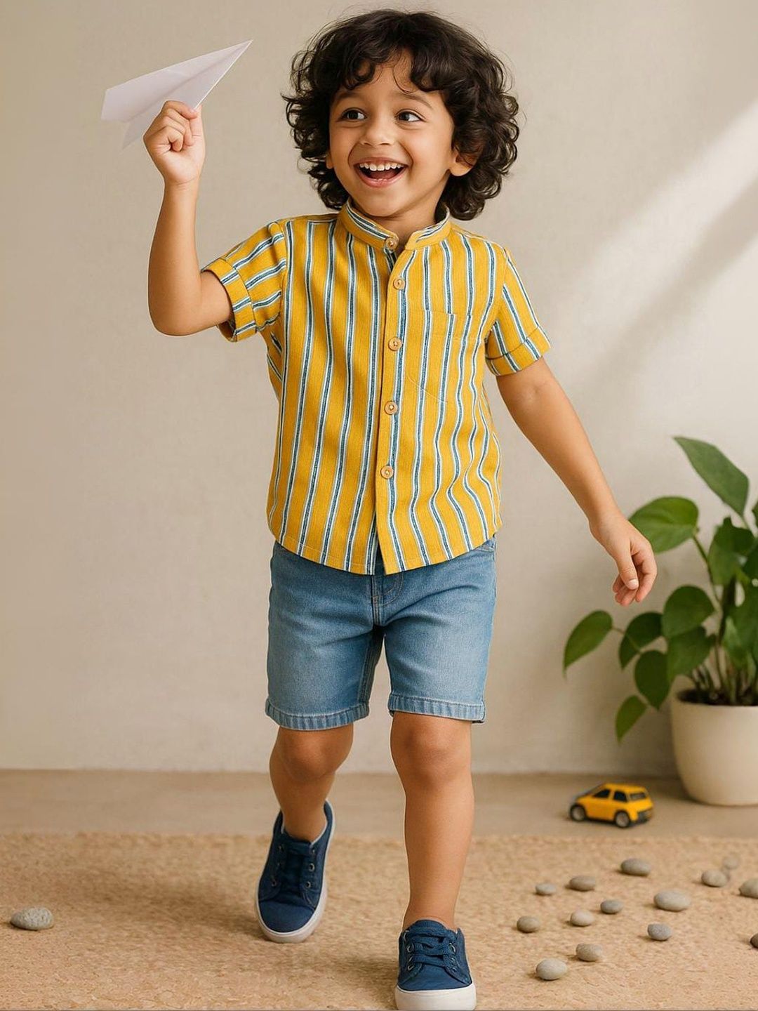 Urban Birdie Boys Comfort Striped Casual Shirt