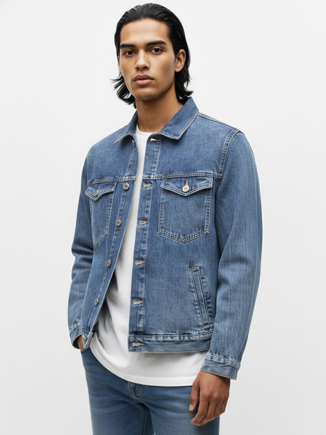 ether Spread Collar Denim Jacket