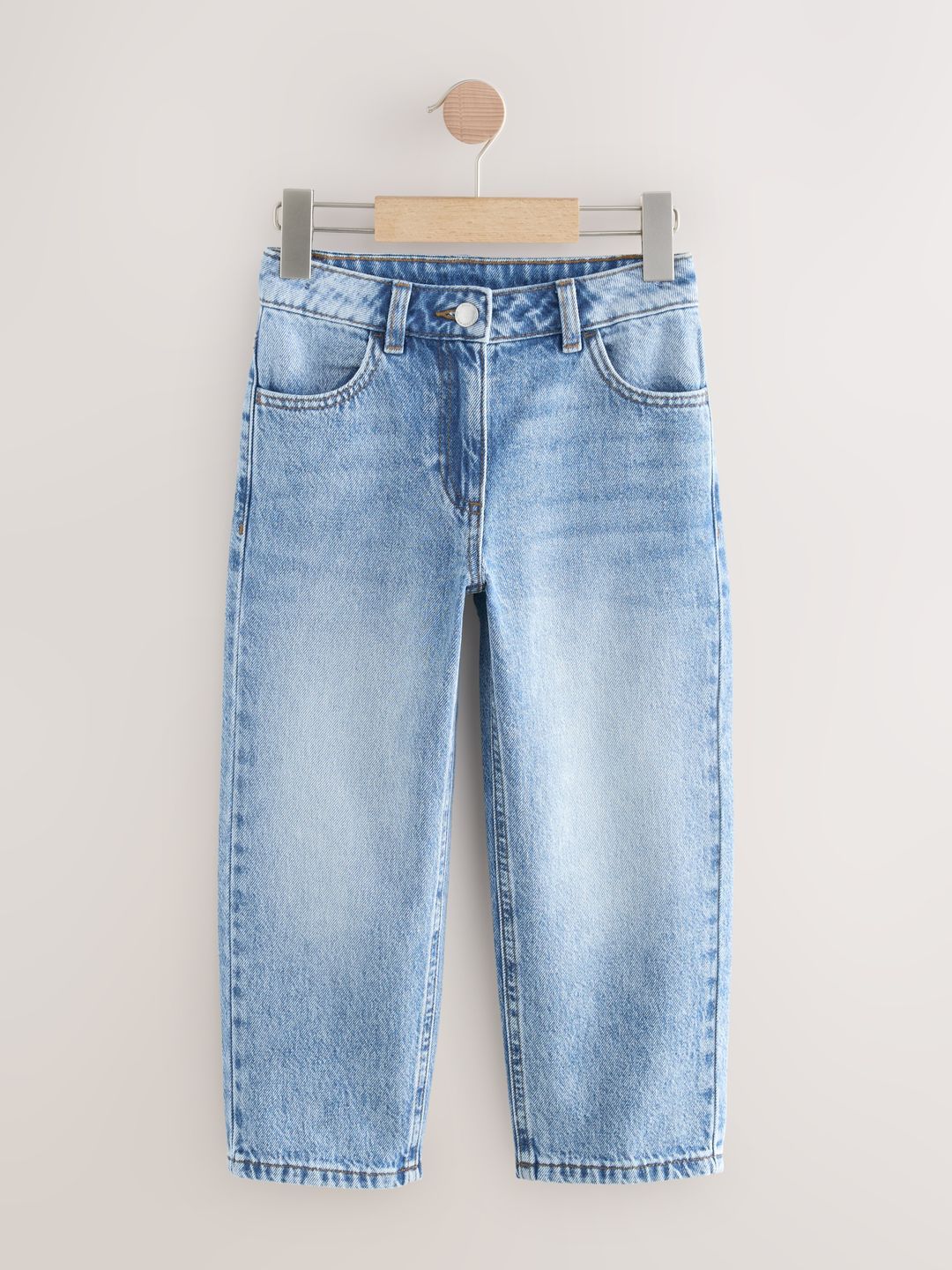 NEXT Girls Straight Fit Mid-Rise Light Fade Pure Cotton Jeans