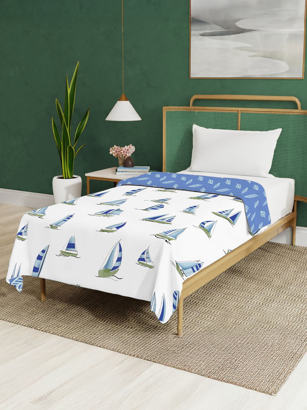 Blue & White Ac Room Single Bed Dohar