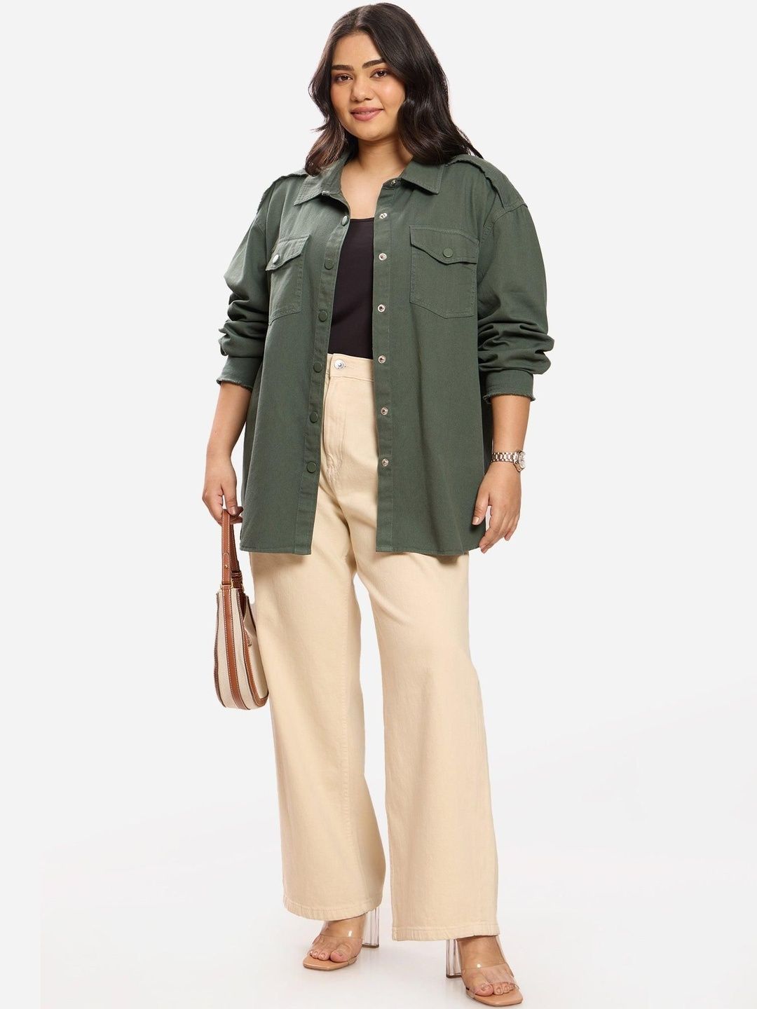 Casual Shirt Virgio Solid Cotton Long Sleeves Button-Down Collar Plus Size Shirts
