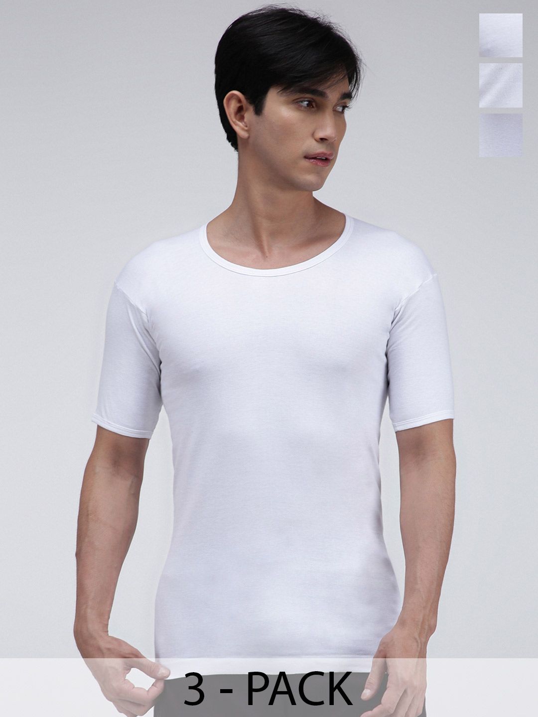 Amul Comfy Men Pack of 3 Interlock White Sleeve Vest