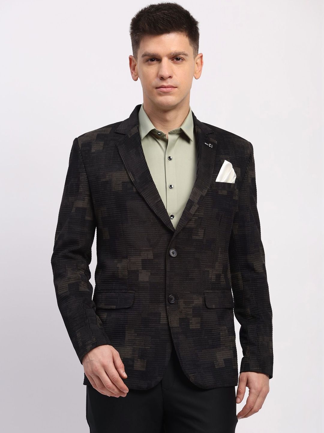 Global Republic Printed Notched Lapel Single-Breasted Casual Blazers