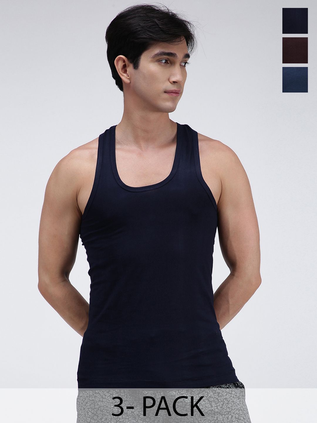 AMUL COMFY Pack Of 3 Pure Cotton Undershirt Innerwear Vests AC-CVESTRN-NY-AF-CB-S-3PC
