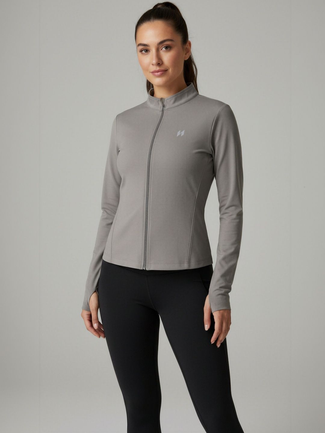 HUMAN SPIRIT HUMAN SPIRIT Women Brand Logo Reflective Strip Training or Gym Sporty Jacket