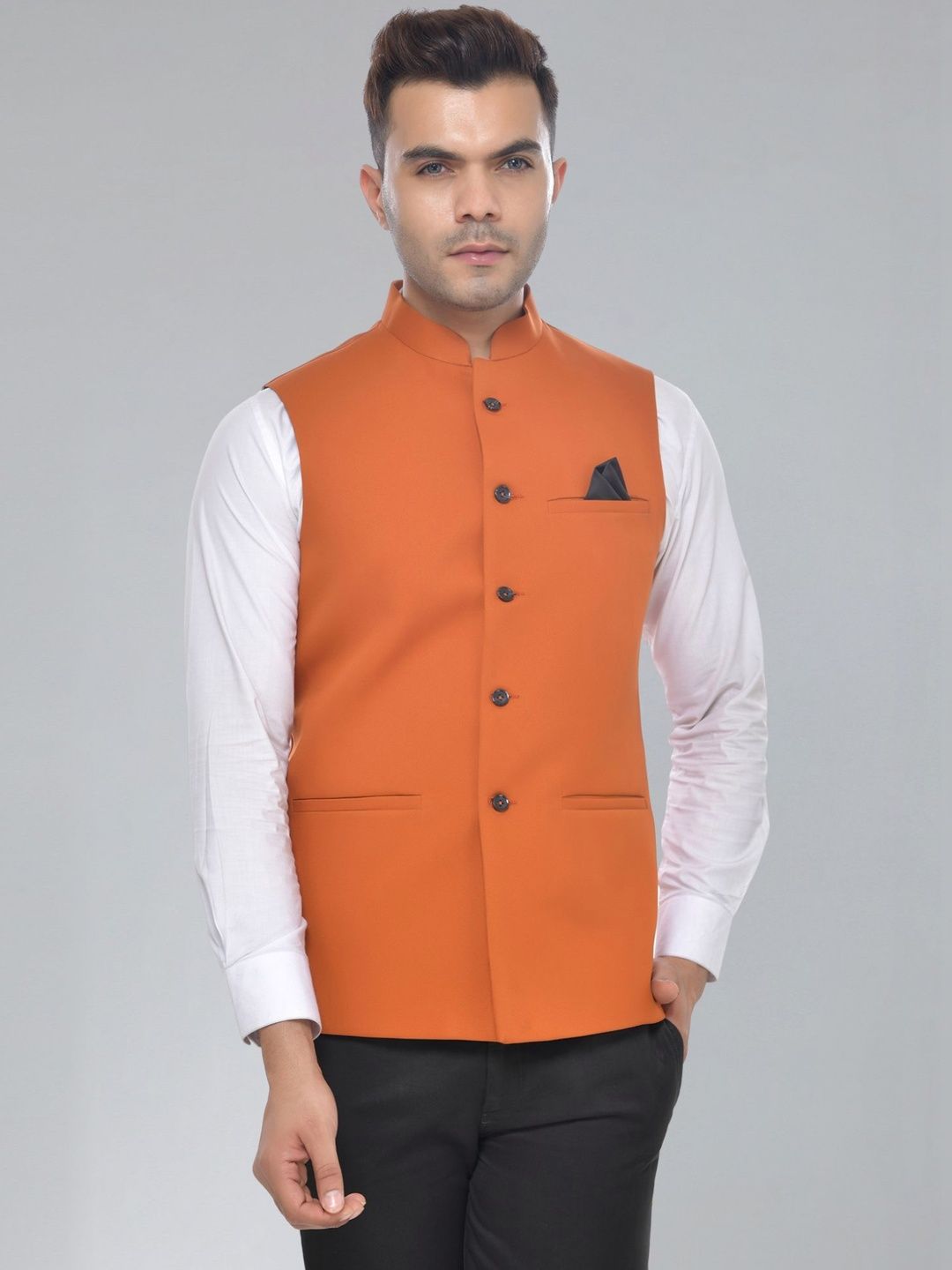 Abhimaan Nehru Collar Woven Formal Nehru Jacket