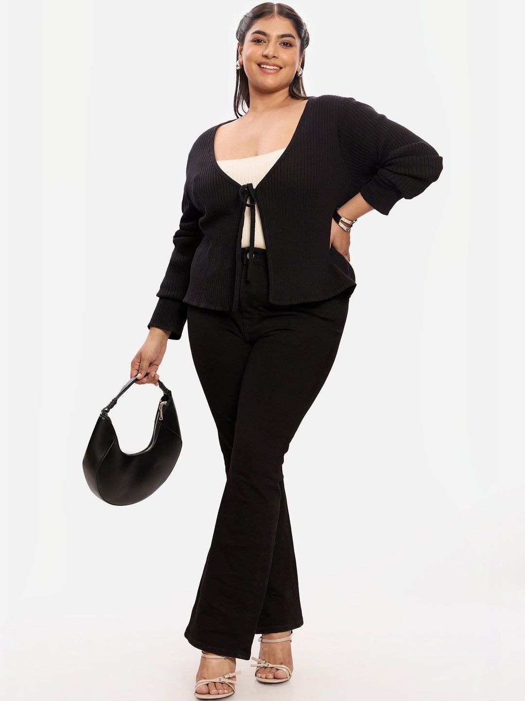 Virgio Solid Cotton Long Sleeves Tie-Up Neck Plus Size Shrug deal from myntra Virgio Solid Cotton Long Sleeves Tie-Up Neck Plus Size Shrug deal from myntra