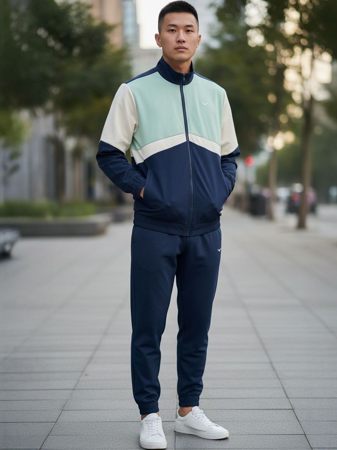 Nobero Men Mandarin Collar Track Suit
