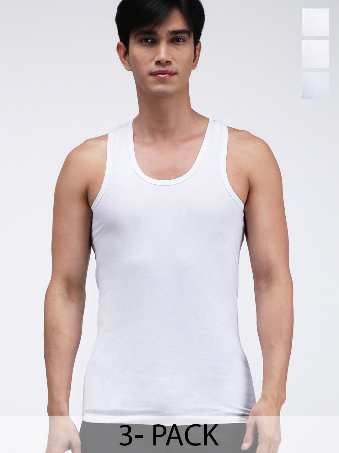 Amul Comfy Men's Pure Cotton White Vest Pack of 3