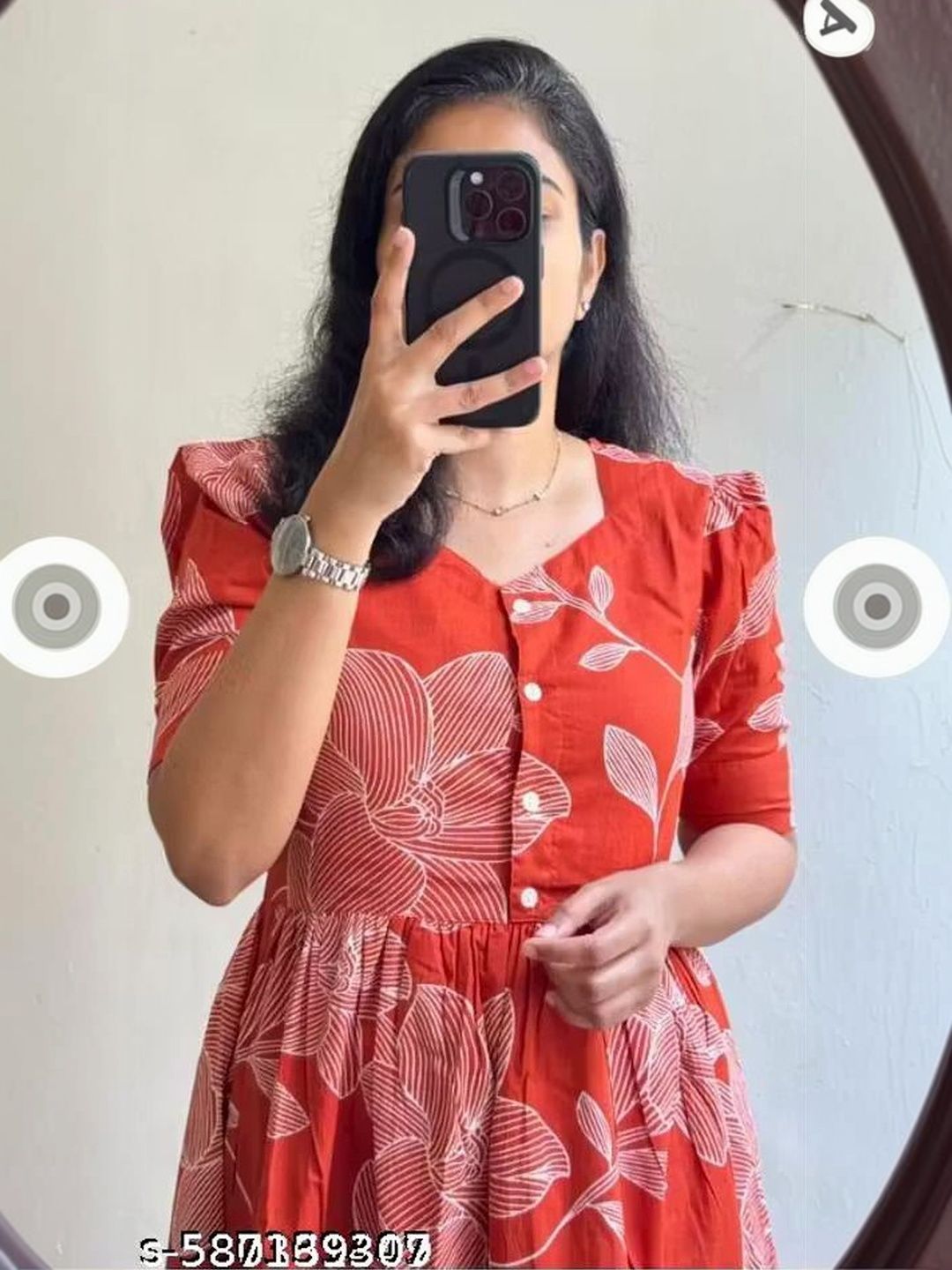 VCJ Floral Print Puff Sleeve Fit & Flare Dress