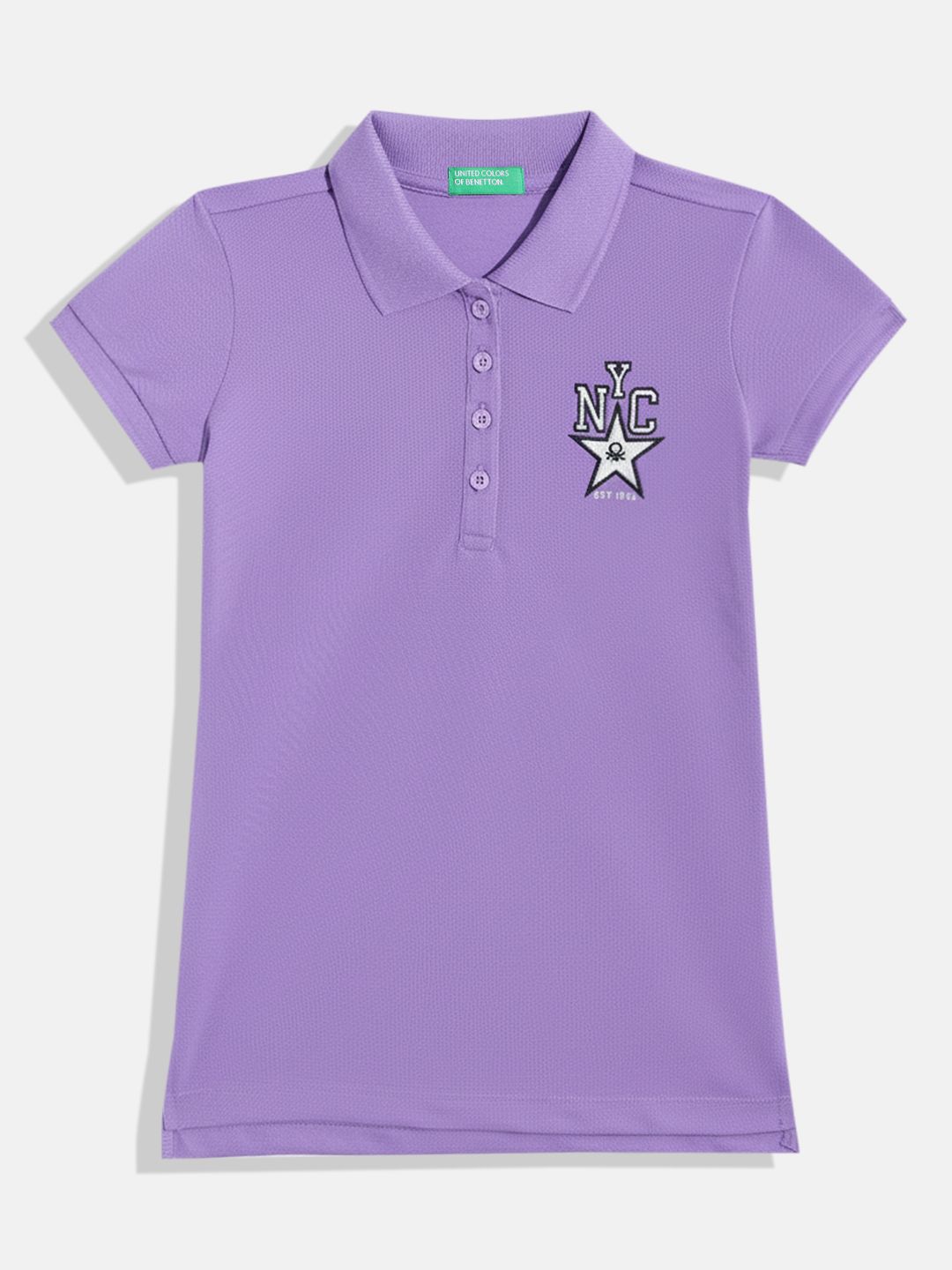 United Colors of Benetton Girls Polo Collar Regular Fit T-Shirt