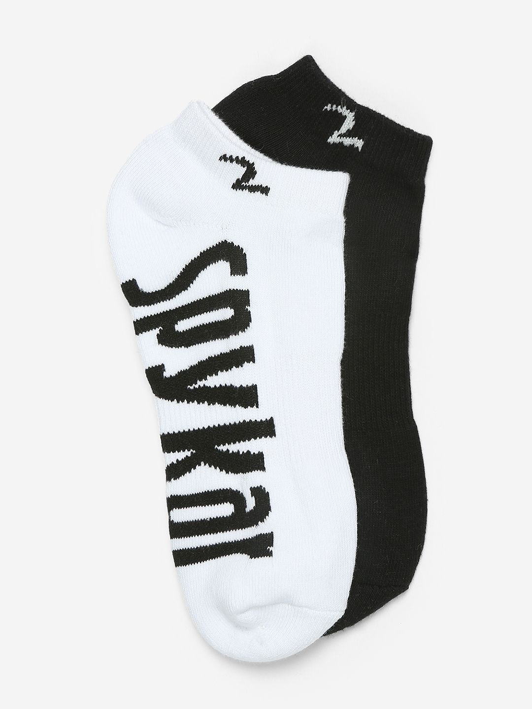 Spykar Pack of 2Black White Solid Mens Ankle Length Socks