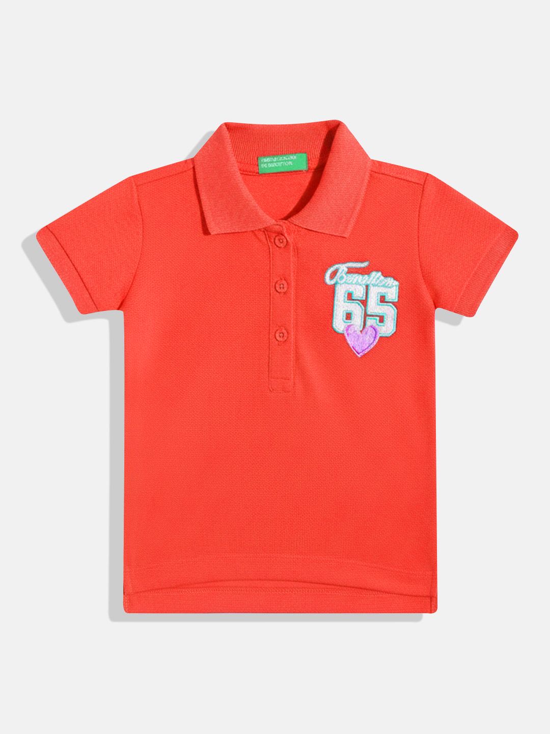 United Colors of Benetton Girls Polo Collar Regular Fit T-Shirt