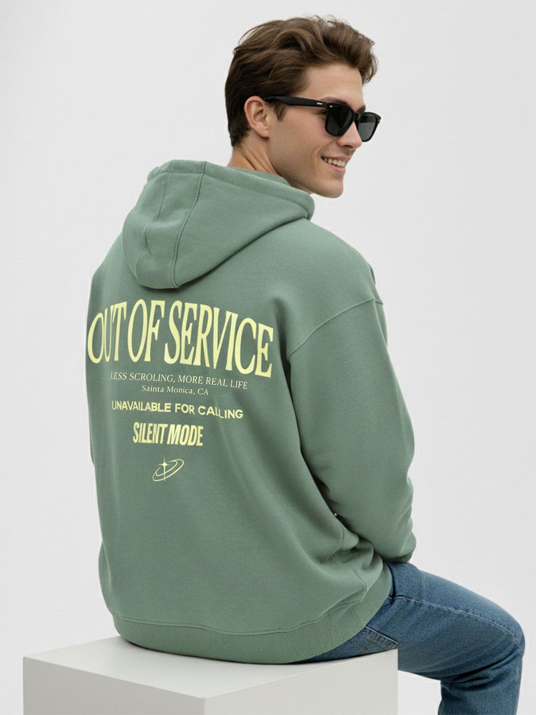 Mast & Harbour Typography Printed Hooded Drop Shoulder Sleeves Pullover