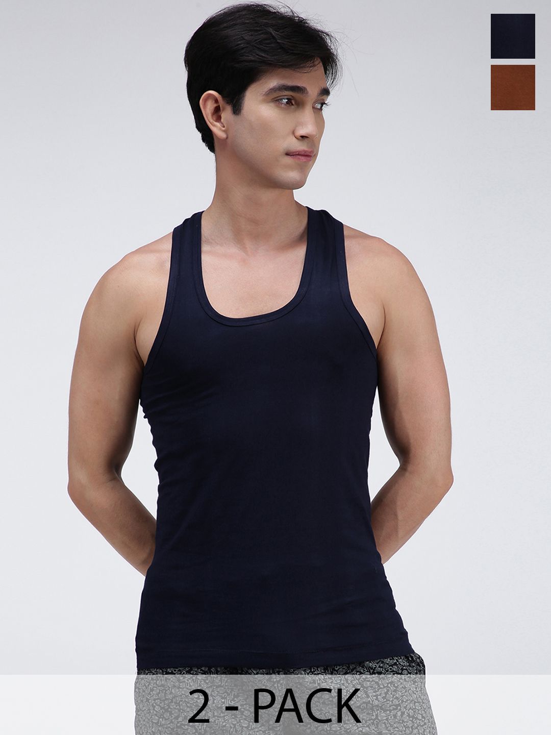 AMUL COMFY Pack Of 2 Pure Cotton Undershirt Innerwear Vests AC-CVESTRN-LB-NY-3XL-2PC