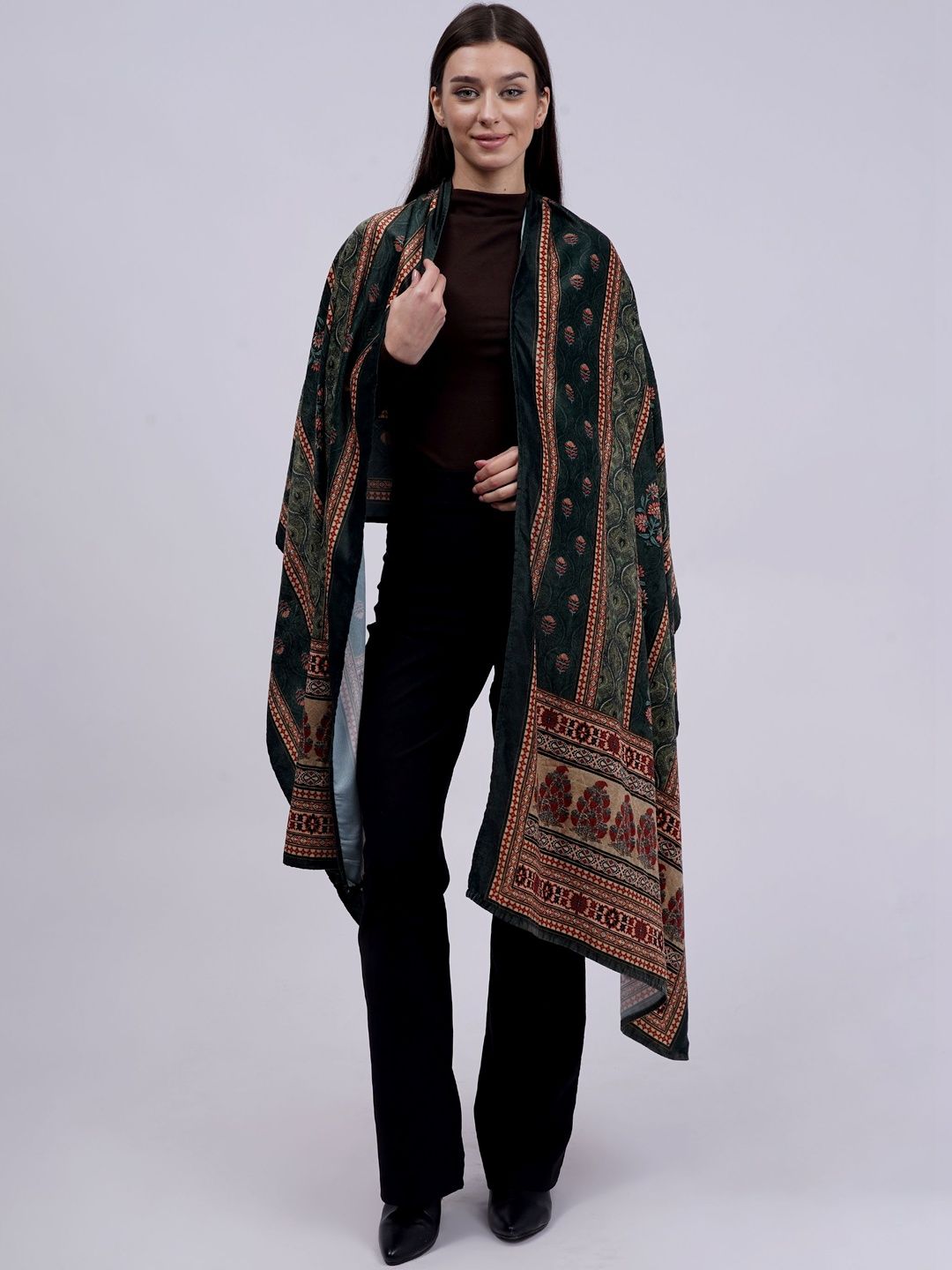 Cot'N Soft Ethnic Motifs Printed Velvet Dupatta